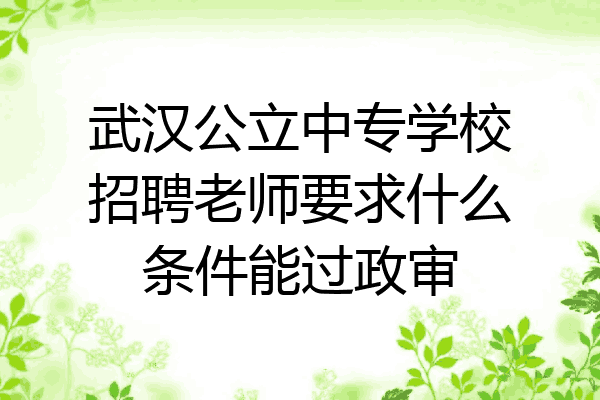 武汉公立中专学校招聘老师要求什么条件能过政审