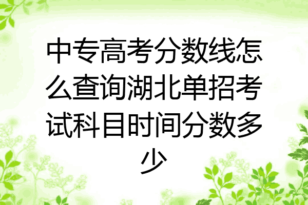 中专高考分数线怎么查询湖北单招考试科目时间分数多少