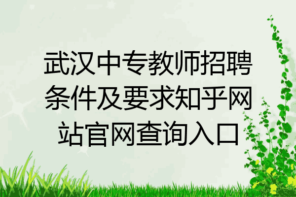 武汉中专教师招聘条件及要求知乎网站官网查询入口