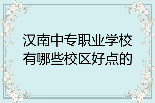 汉南中专职业学校有哪些校区好点的