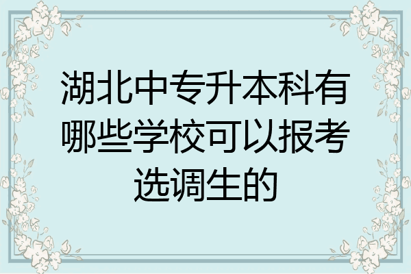 湖北中专升本科有哪些学校可以报考选调生的