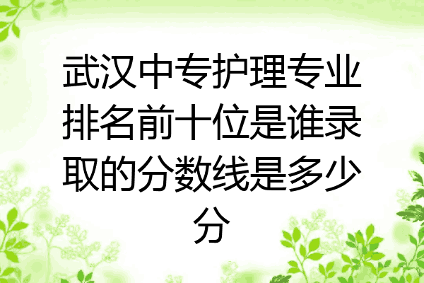 武汉中专护理专业排名前十位是谁录取的分数线是多少分