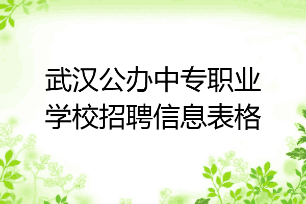 武汉公办中专职业学校招聘信息表格