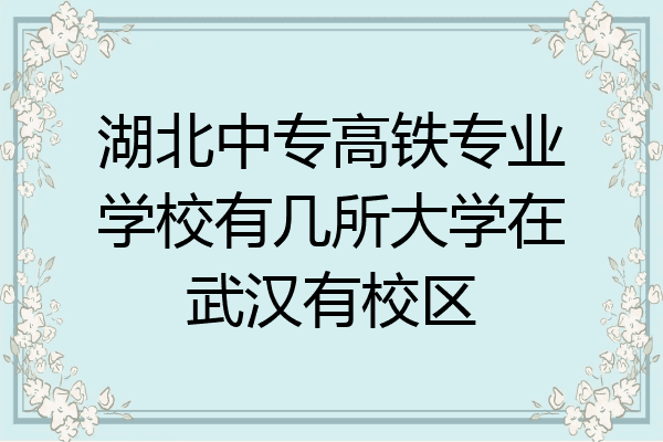 湖北中专高铁专业学校有几所大学在武汉有校区