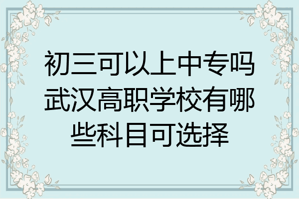 初三可以上中专吗武汉高职学校有哪些科目可选择