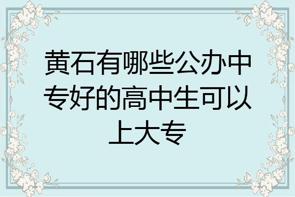 黄石有哪些公办中专好的高中生可以上大专
