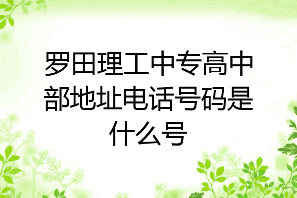 罗田理工中专高中部地址电话号码是什么号