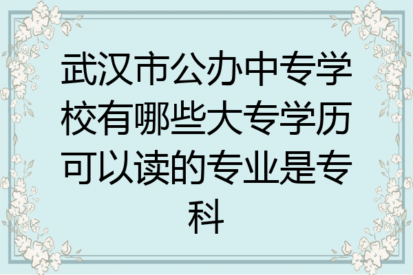 武汉市公办中专学校有哪些大专学历可以读的专业是专科