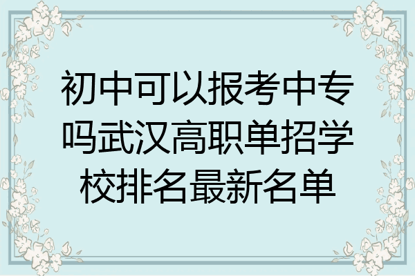 初中可以报考中专吗武汉高职单招学校排名最新名单