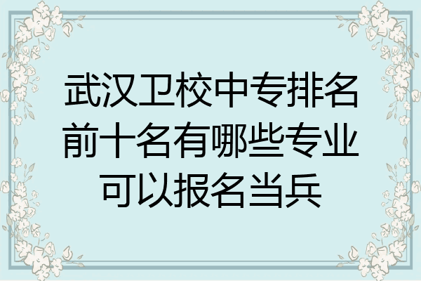 武汉卫校中专排名前十名有哪些专业可以报名当兵