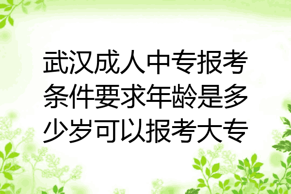 武汉成人中专报考条件要求年龄是多少岁可以报考大专