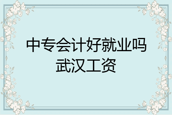 中专会计好就业吗武汉工资