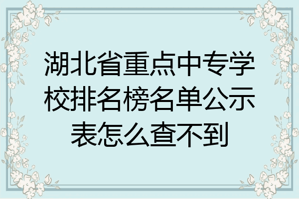 湖北省重点中专学校排名榜名单公示表怎么查不到