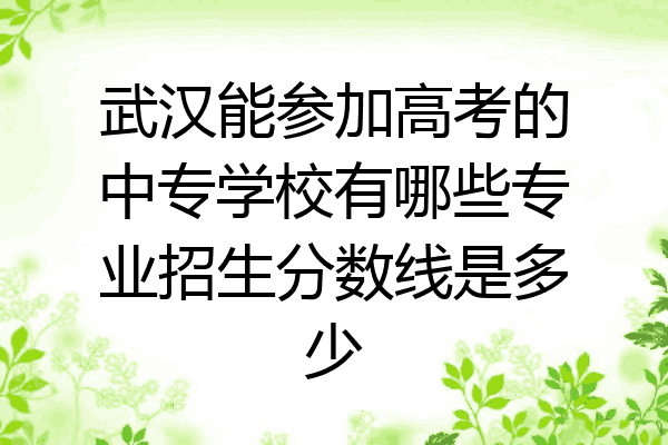 武汉能参加高考的中专学校有哪些专业招生分数线是多少