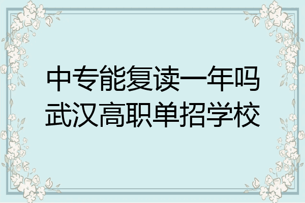 中专能复读一年吗武汉高职单招学校
