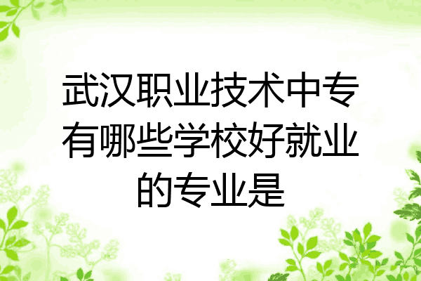 武汉职业技术中专有哪些学校好就业的专业是