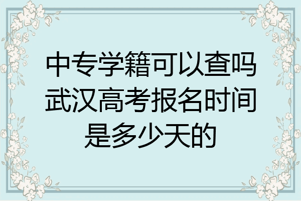 中专学籍可以查吗武汉高考报名时间是多少天的