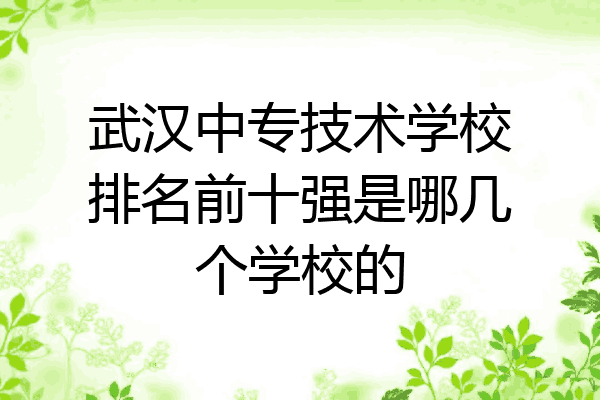 武汉中专技术学校排名前十强是哪几个学校的