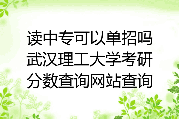 读中专可以单招吗武汉理工大学考研分数查询网站查询