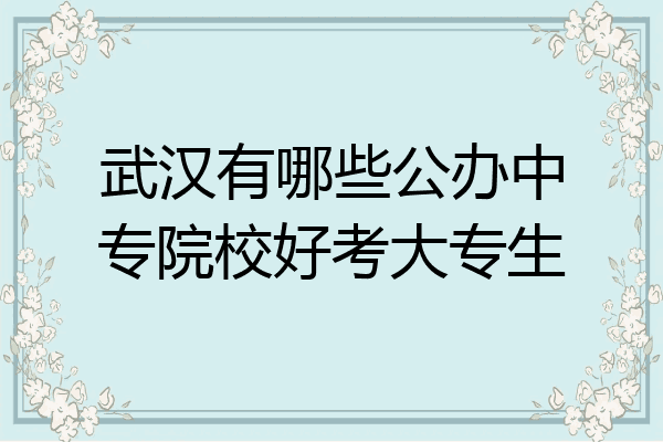 武汉有哪些公办中专院校好考大专生