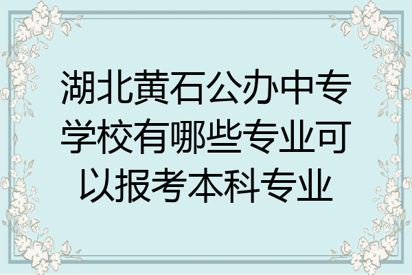 湖北黄石公办中专学校有哪些专业可以报考本科专业