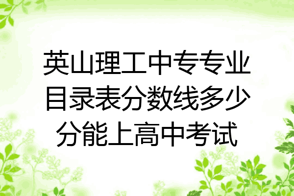 英山理工中专专业目录表分数线多少分能上高中考试