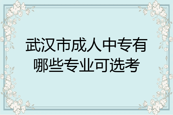武汉市成人中专有哪些专业可选考