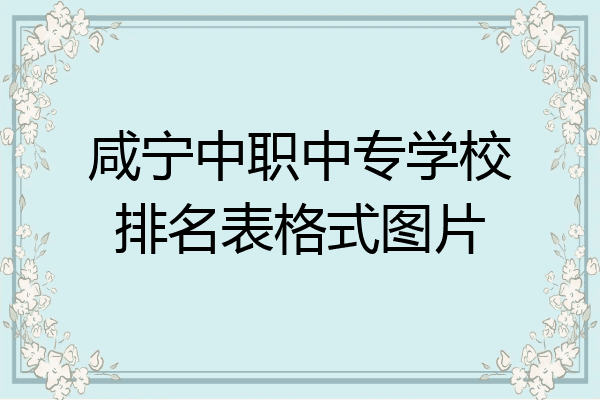 咸宁中职中专学校排名表格式图片