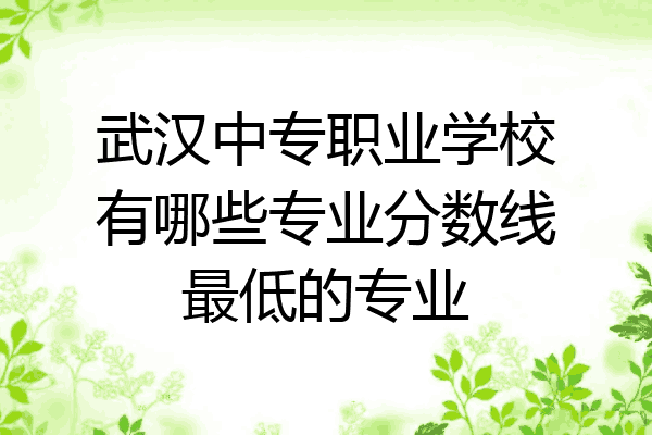 武汉中专职业学校有哪些专业分数线最低的专业