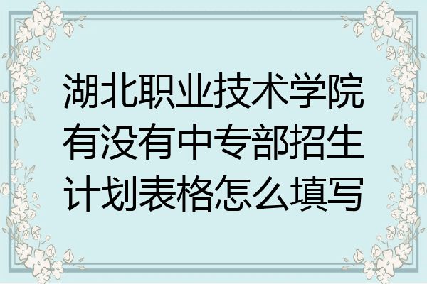 湖北职业技术学院有没有中专部招生计划表格怎么填写