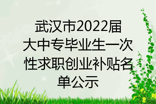武汉市2022届大中专毕业生一次性求职创业补贴名单公示