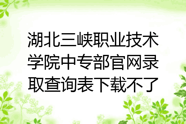 湖北三峡职业技术学院中专部官网录取查询表下载不了