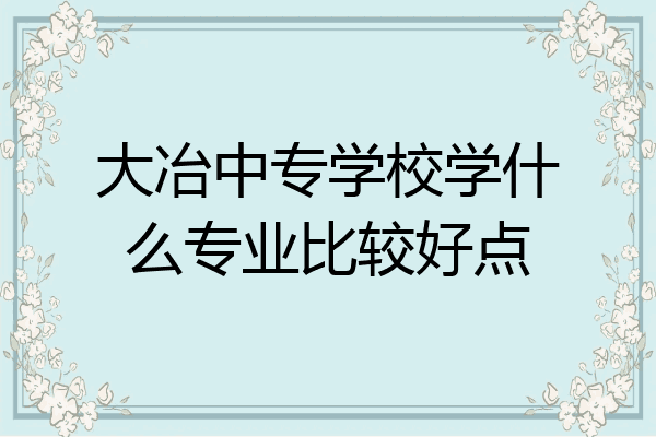 大冶中专学校学什么专业比较好点