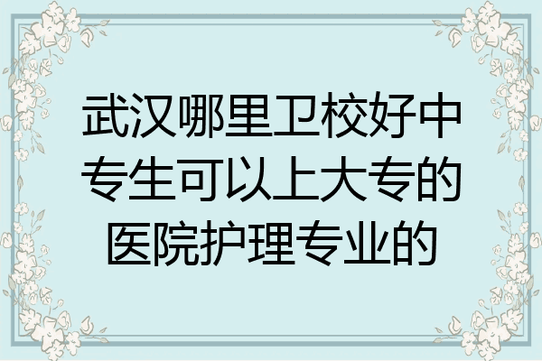 武汉哪里卫校好中专生可以上大专的医院护理专业的
