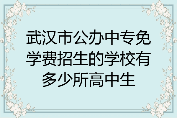 武汉市公办中专免学费招生的学校有多少所高中生