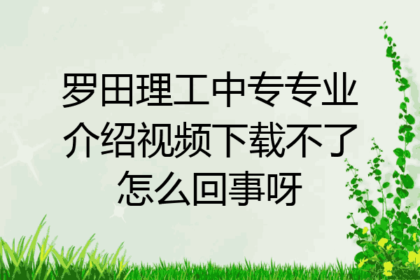 罗田理工中专专业介绍视频下载不了怎么回事呀