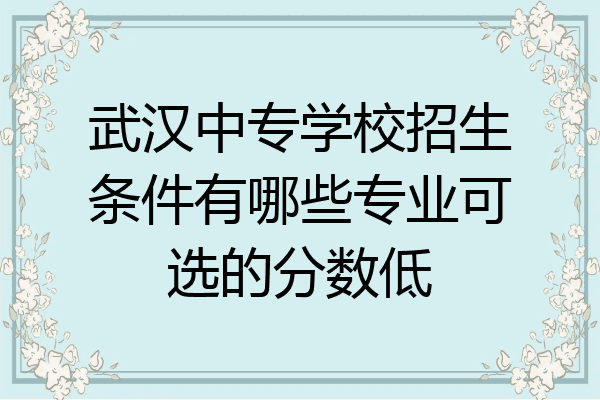 武汉中专学校招生条件有哪些专业可选的分数低