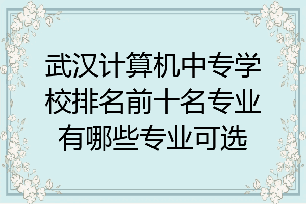 武汉计算机中专学校排名前十名专业有哪些专业可选