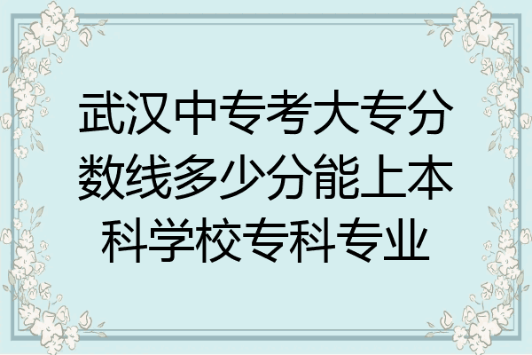 武汉中专考大专分数线多少分能上本科学校专科专业