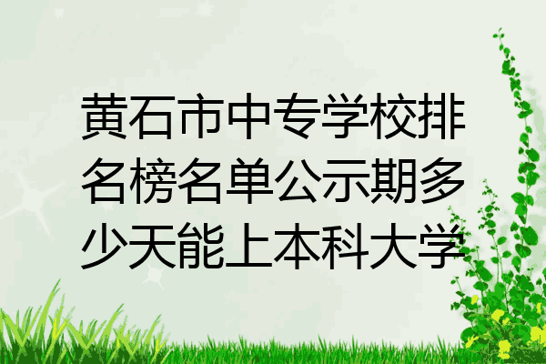 黄石市中专学校排名榜名单公示期多少天能上本科大学