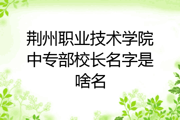 荆州职业技术学院中专部校长名字是啥名