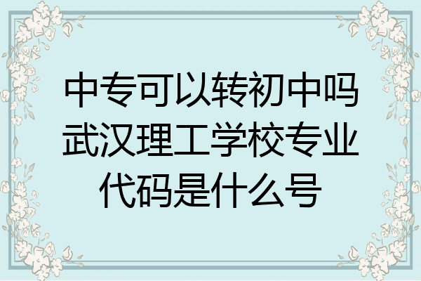 中专可以转初中吗武汉理工学校专业代码是什么号