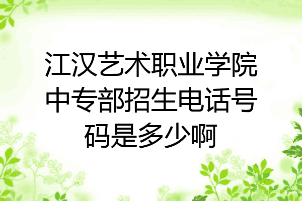 江汉艺术职业学院中专部招生电话号码是多少啊