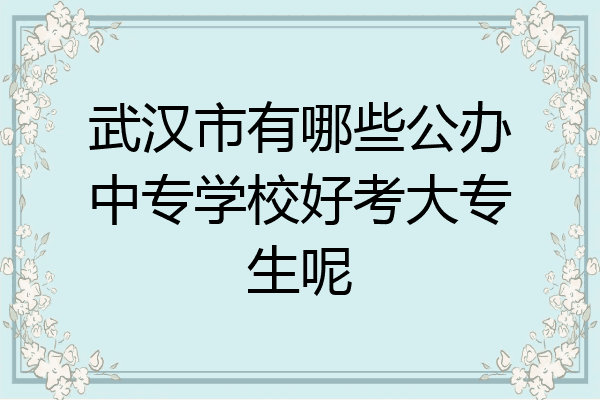 武汉市有哪些公办中专学校好考大专生呢