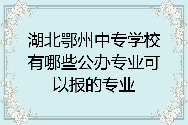 湖北鄂州中专学校有哪些公办专业可以报的专业