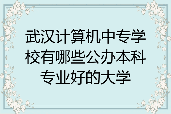 武汉计算机中专学校有哪些公办本科专业好的大学