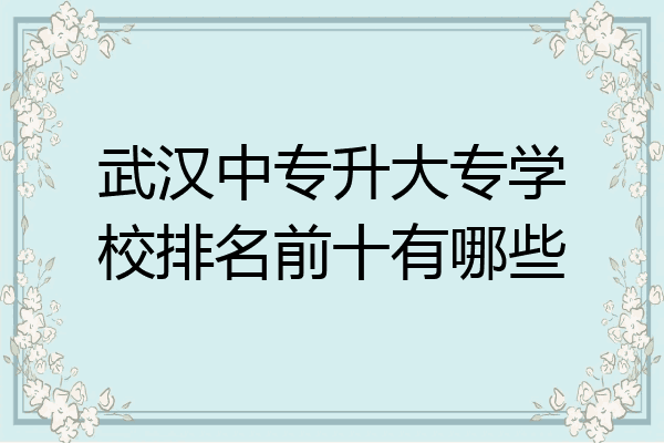 武汉中专升大专学校排名前十有哪些
