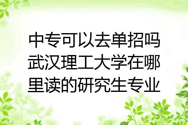 中专可以去单招吗武汉理工大学在哪里读的研究生专业