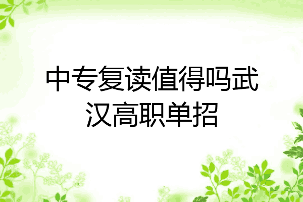 中专复读值得吗武汉高职单招