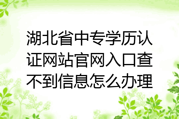 湖北省中专学历认证网站官网入口查不到信息怎么办理